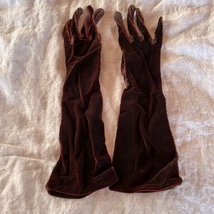 Handmade velvet and sheer opera gloves